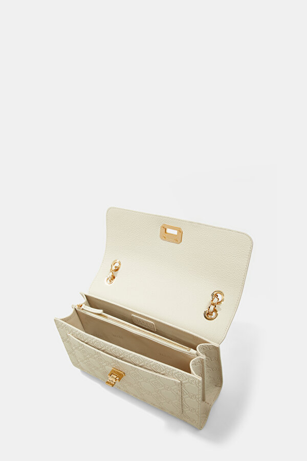 ECRU MONOGRAM LEATHER BAG 6