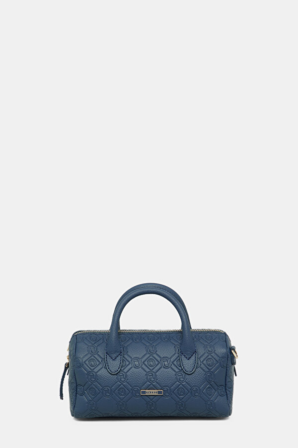 NAVY BLUE MONOGRAM LEATHER BAG