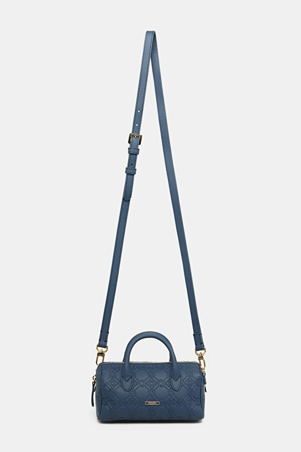 NAVY BLUE MONOGRAM LEATHER BAG 2