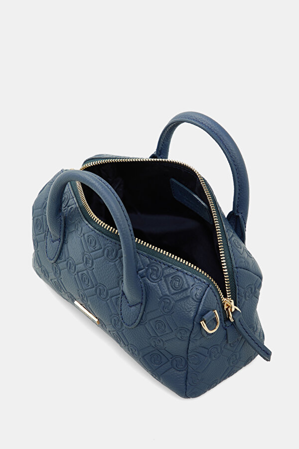 NAVY BLUE MONOGRAM LEATHER BAG 6