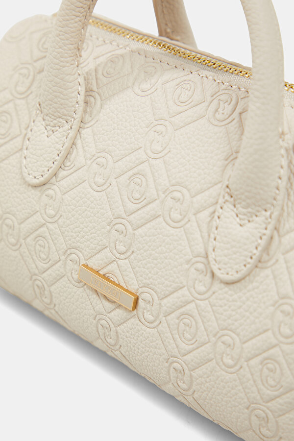 ECRU MONOGRAM LEATHER BAG 6