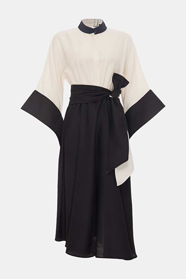 ECRU BLACK 3/4 SLEEVES DRESS