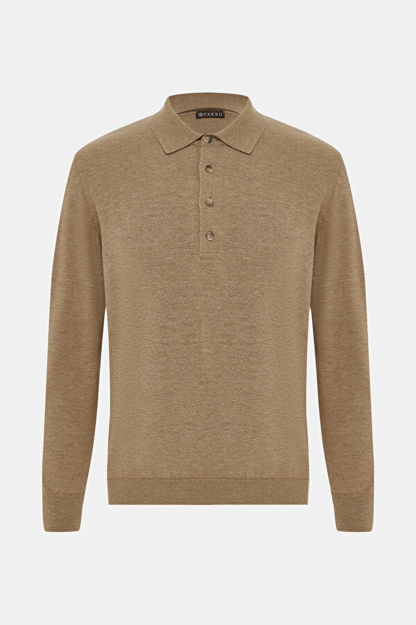 CAMEL POLO NECK TRICOT