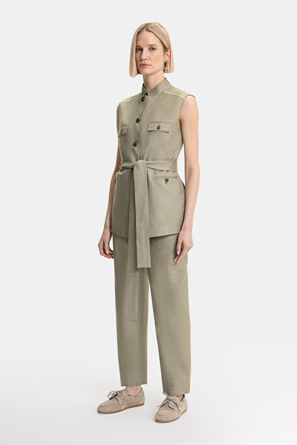 KHAKI STRAIGHT CUT TROUSERS