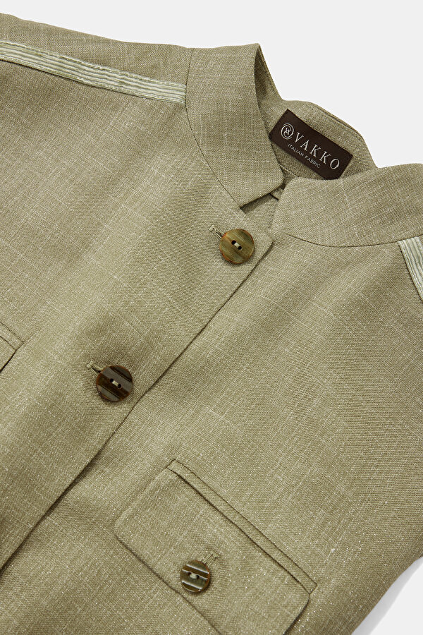 KHAKI MANDARIN COLLAR VEST 11
