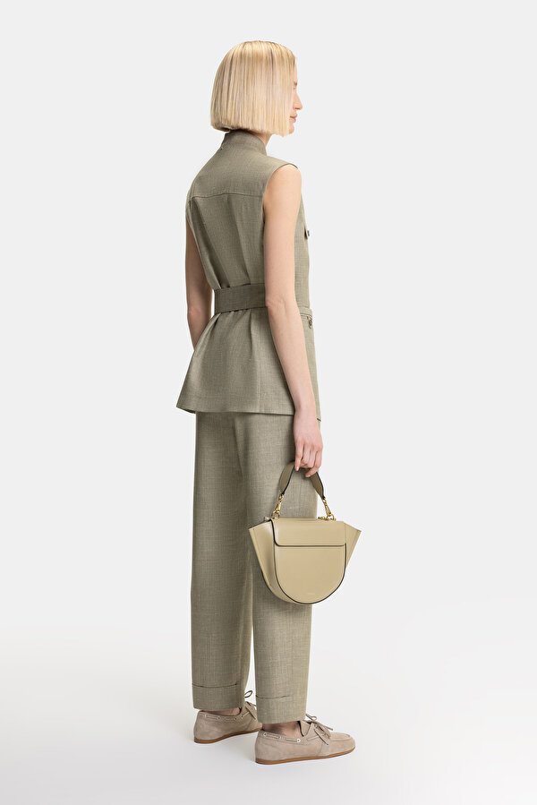 KHAKI MANDARIN COLLAR VEST 6