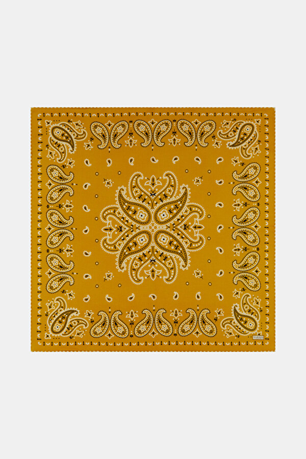 YELLOW PAISLEY PATTERNED CASHMERE/SILK GAVROŞ