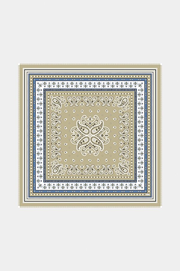 DARK BEIGE PAISLEY PATTERNED CASHMERE/SILK SHAWL