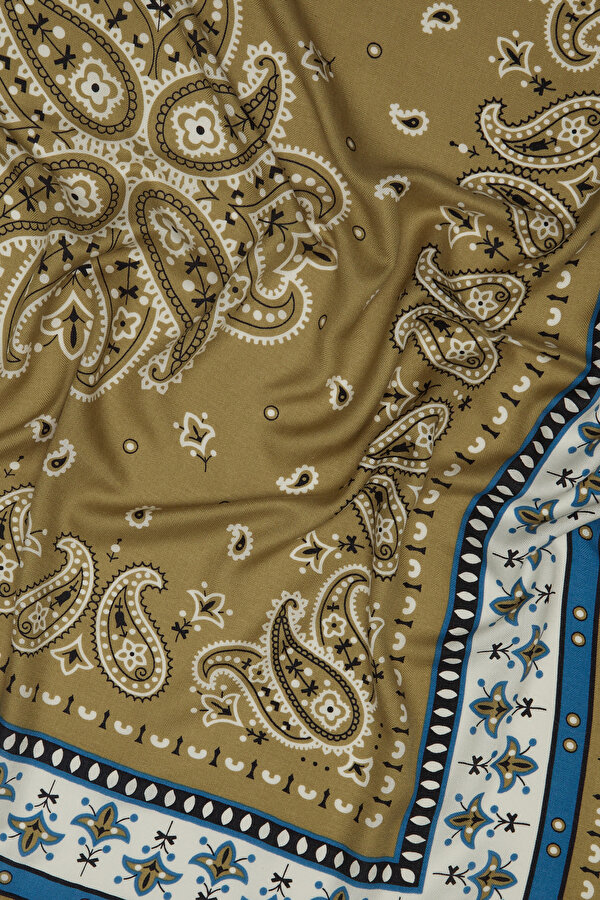 DARK BEIGE PAISLEY PATTERNED CASHMERE/SILK SHAWL 2