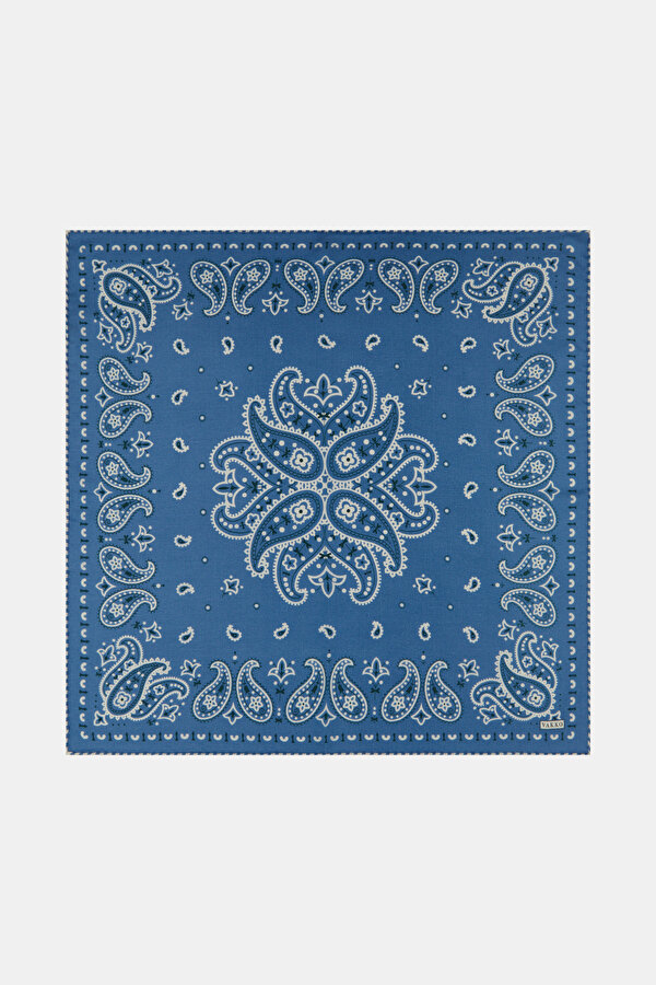 LIGHT BLUE PAISLEY PATTERNED CASHMERE/SILK GAVROŞ