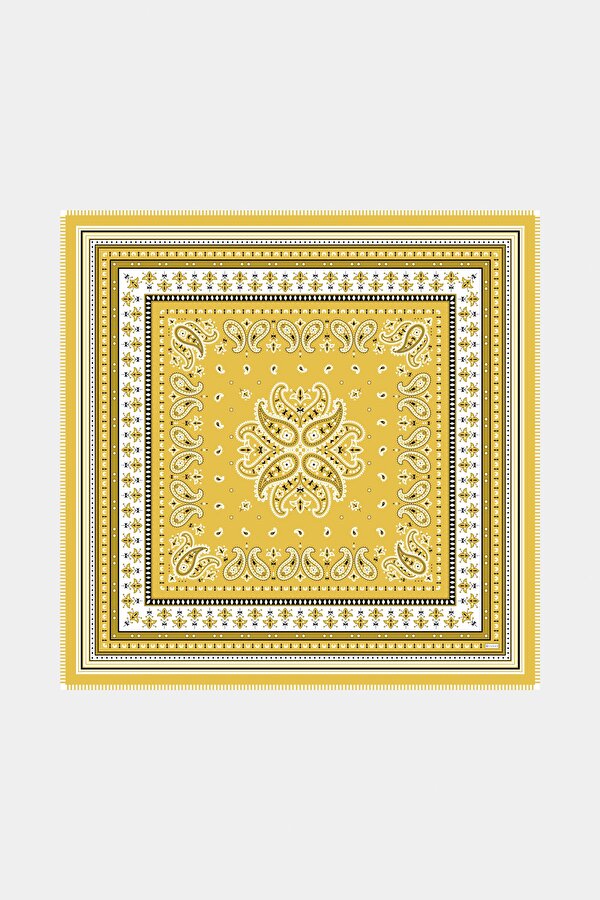 YELLOW PAISLEY PATTERNED CASHMERE/SILK SHAWL