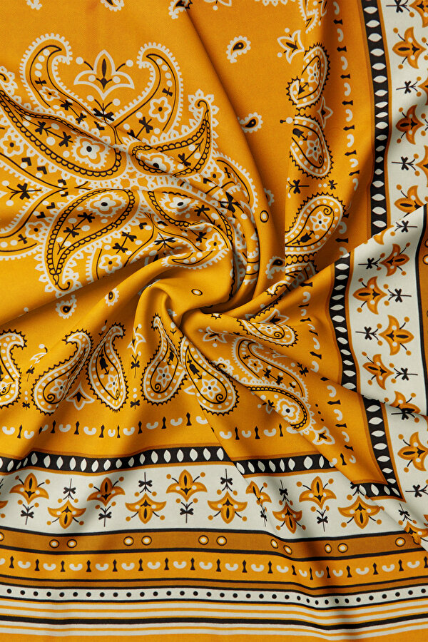 YELLOW PAISLEY PATTERNED CASHMERE/SILK SHAWL 2