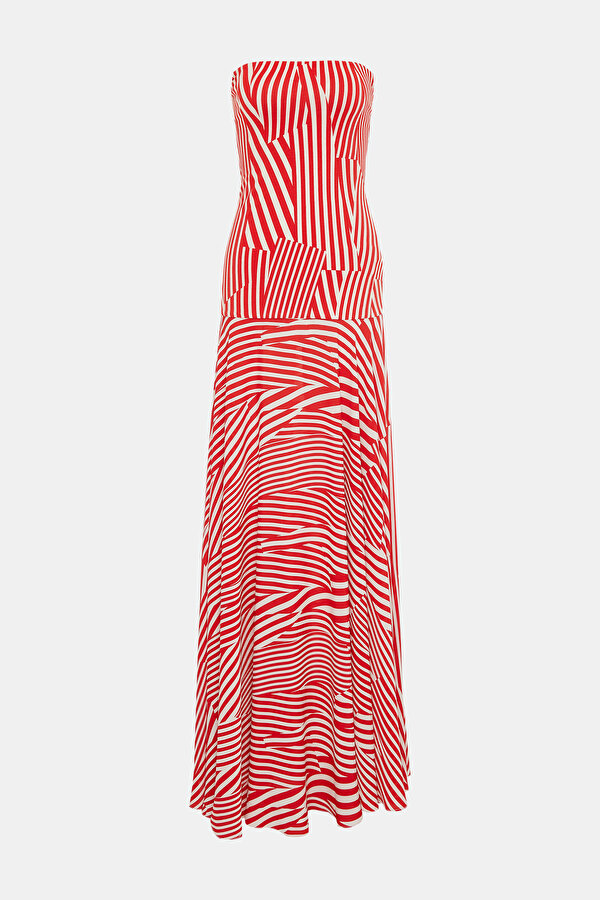 ECRU STRİPED DRESS