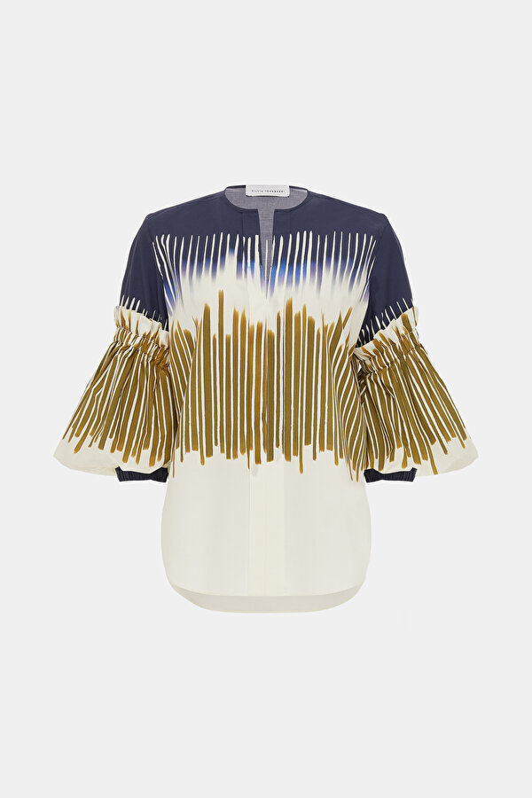 CREAM DESİGN FİLLED 3/4 SLEEVES BLOUSE