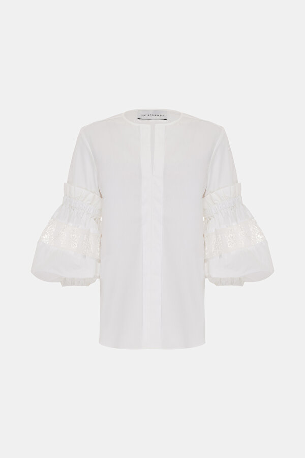 WHİTE 3/4 SLEEVES BLOUSE