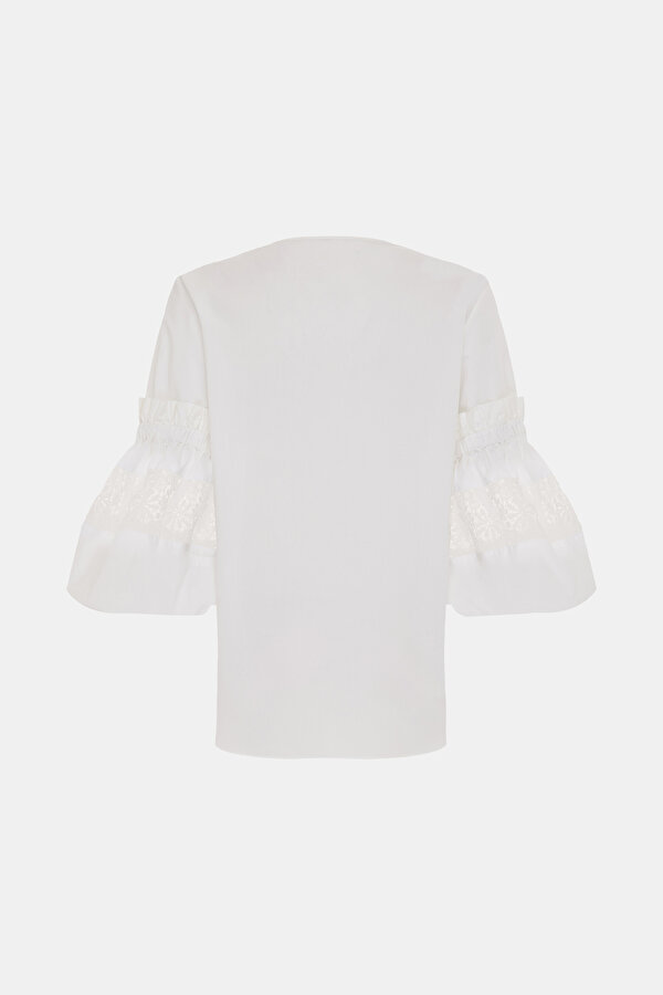 WHİTE 3/4 SLEEVES BLOUSE 2