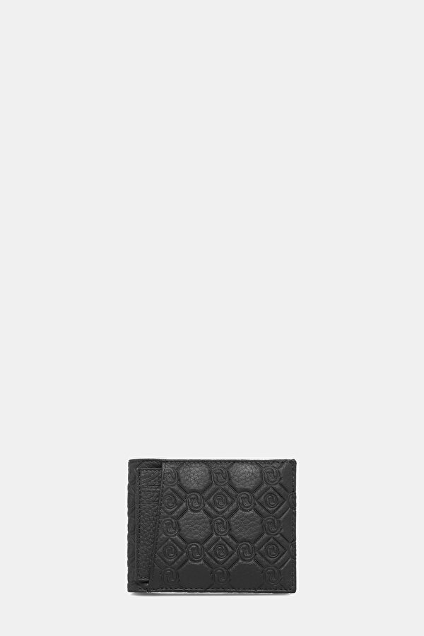 BLACK MONOGRAM LEATHER WALLET