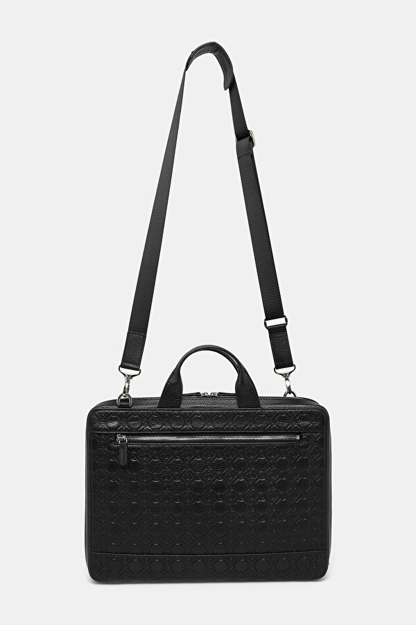 BLACK MONOGRAM LEATHER BAG