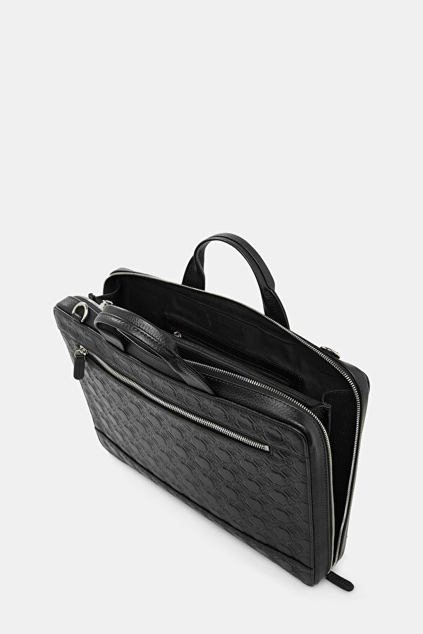 BLACK MONOGRAM LEATHER BAG 6