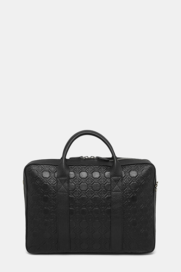 BLACK MONOGRAM LEATHER BAG