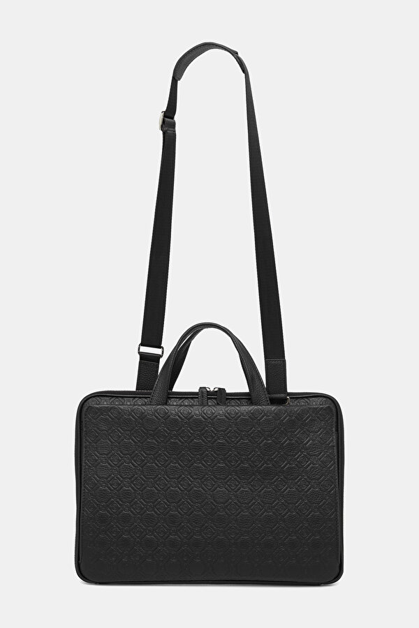 BLACK MONOGRAM LEATHER BAG
