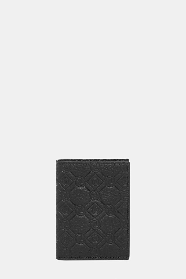 BLACK MONOGRAM LEATHER WALLET
