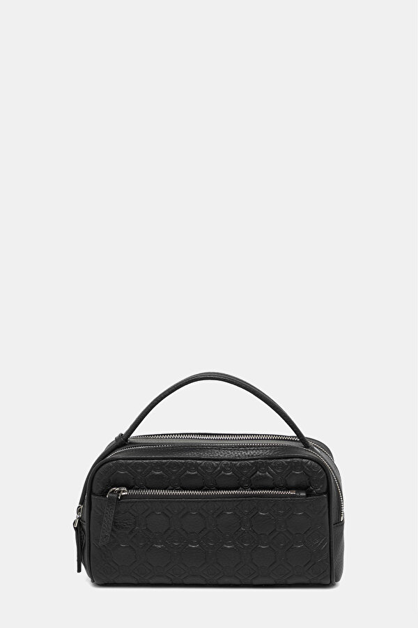 BLACK MONOGRAM LEATHER BAG
