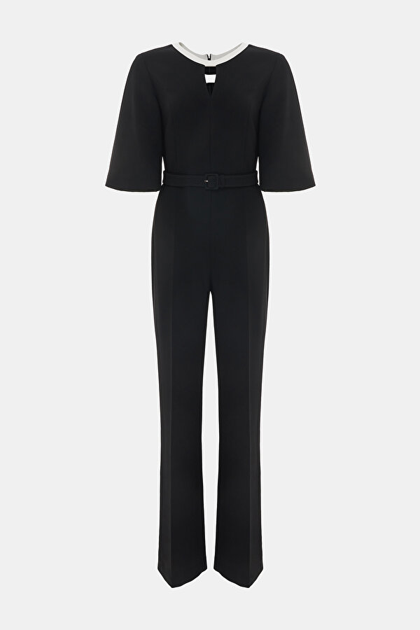 ECRU BASIC / ROUND NECKLINE SHORT SLEEVE JUMPSUIT 6