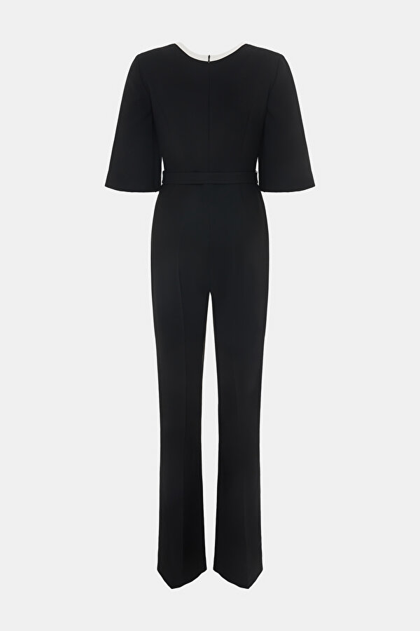 ECRU BASIC / ROUND NECKLINE SHORT SLEEVE JUMPSUIT 7