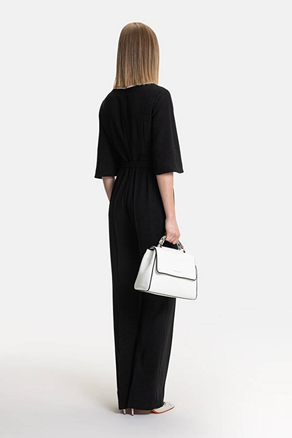 ECRU BASIC / ROUND NECKLINE SHORT SLEEVE JUMPSUIT 2