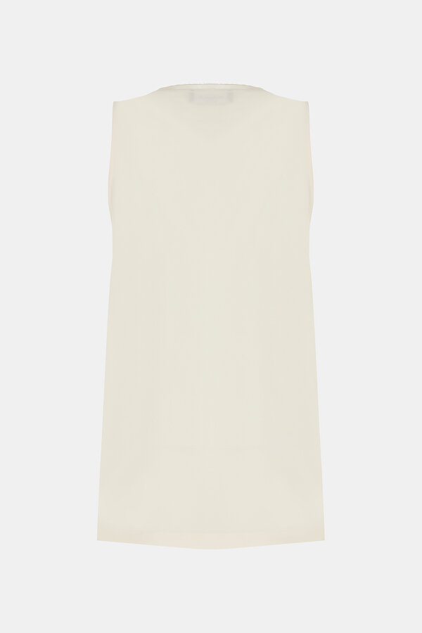 ECRU V NECK SLEEVELESS BLOUSE 2