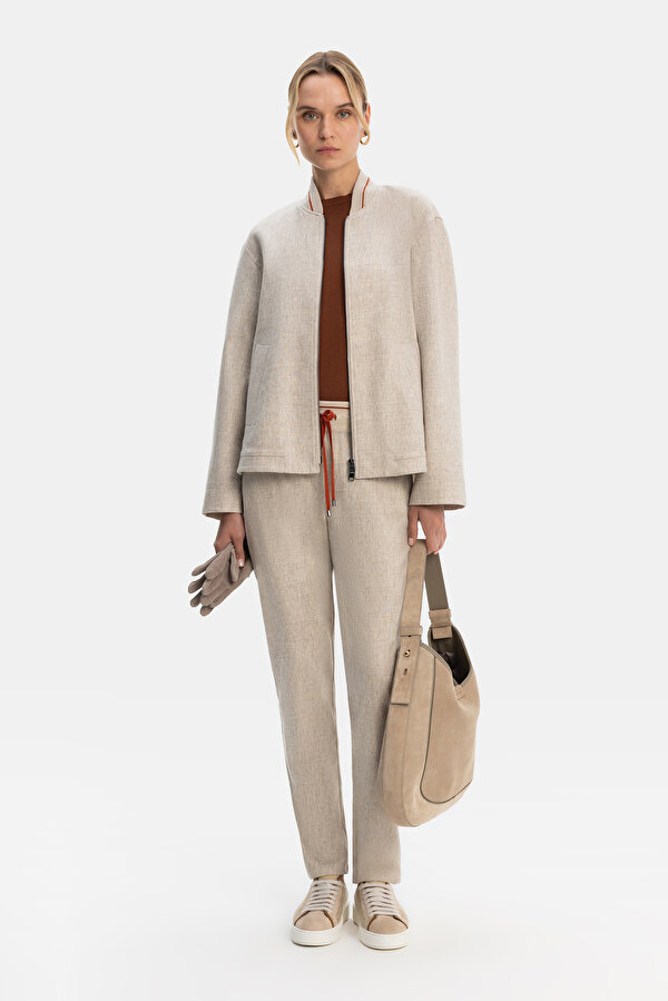 BEIGE UPRIGHT COLLAR JACKET 6