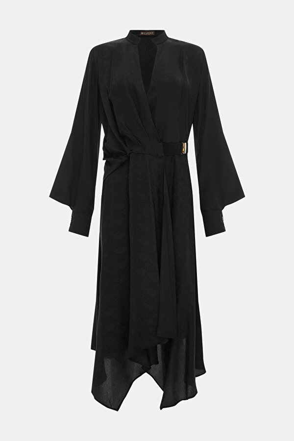 BLACK LONG SLEEVE MIDI DRESS