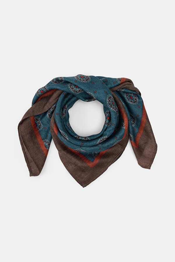 ORANGE PAISLEY PATTERNED WOOL/SILK SHAWL