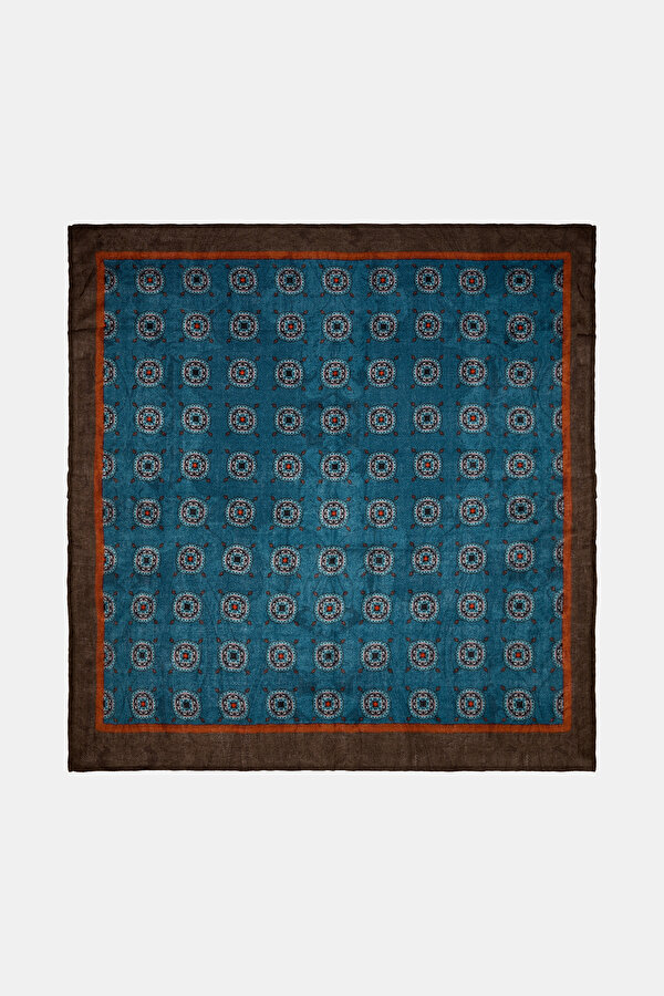 ORANGE PAISLEY PATTERNED WOOL/SILK SHAWL 2