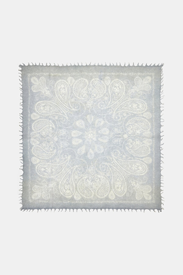 ECRU PAISLEY PATTERNED CASHMERE SHAWL 2