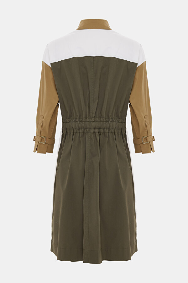 KHAKI 3/4 SLEEVES SHORT DRESS 2