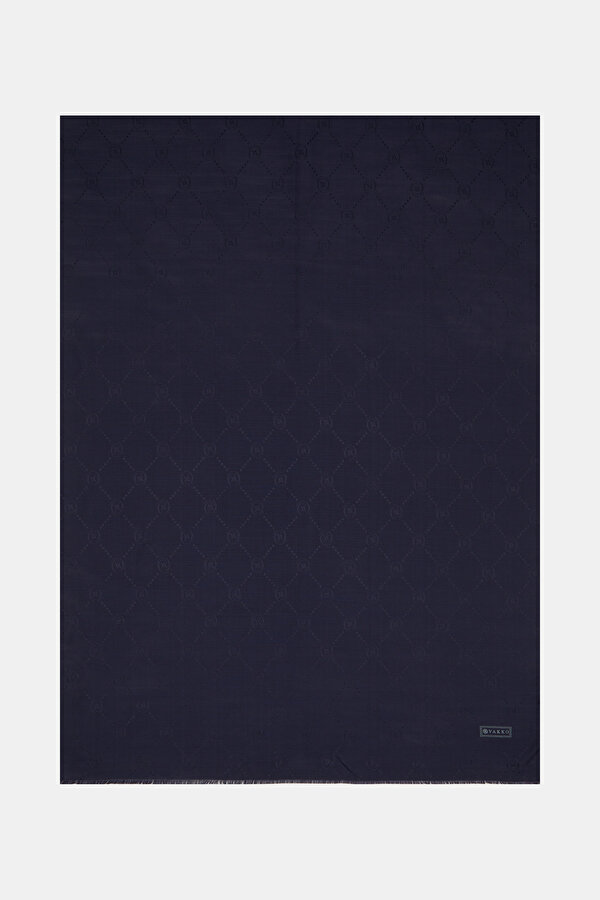 NAVY BLUE COTTON/SILK SHAWL
