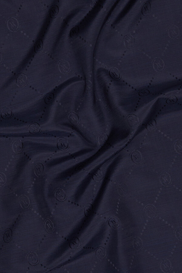 NAVY BLUE COTTON/SILK SHAWL 2