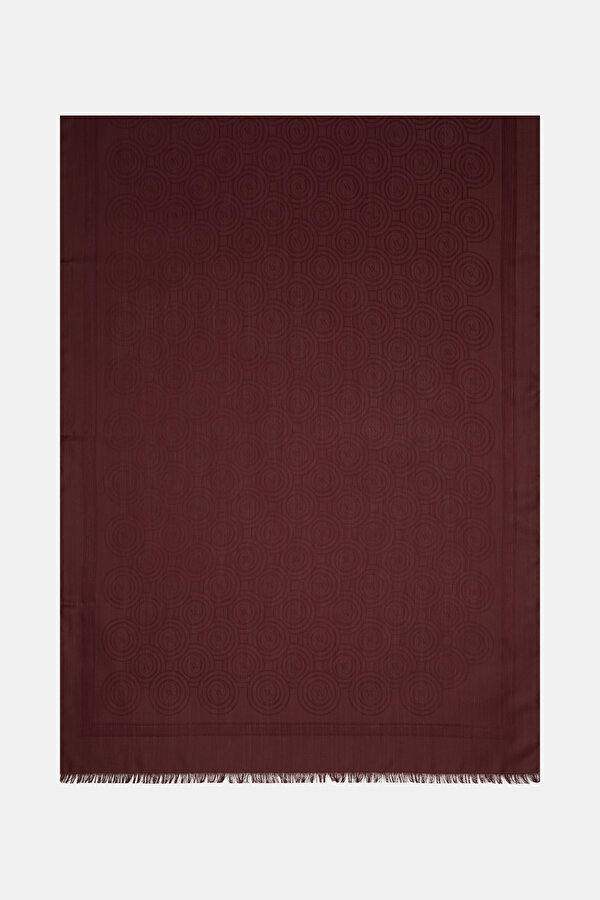 MAROON JACQUARD MODAL/WOOL SHAWL