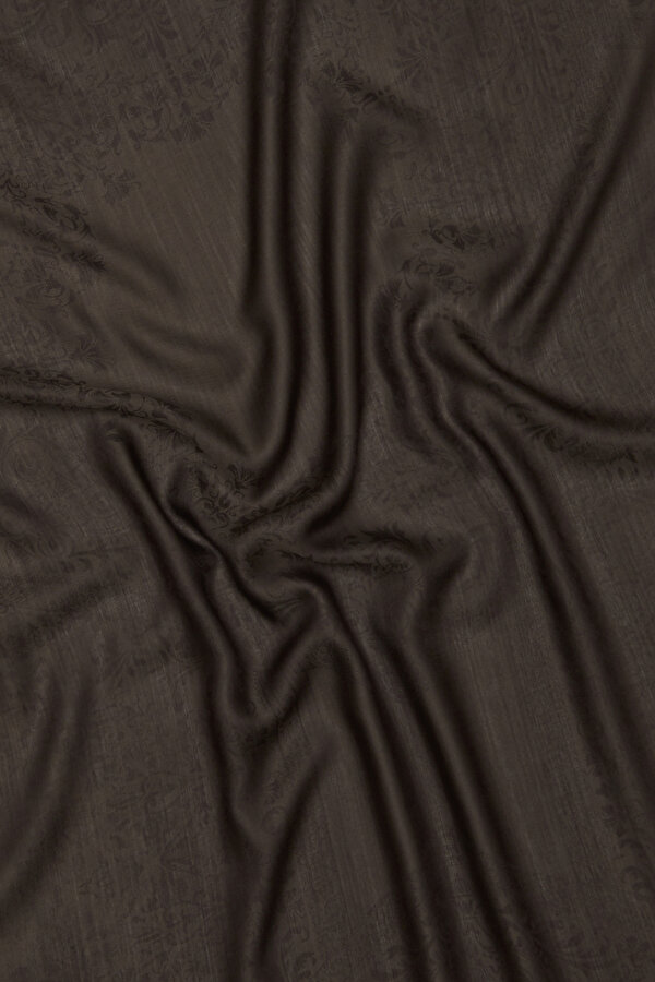 DARK BROWN JACQUARD MODAL/WOOL SHAWL 2