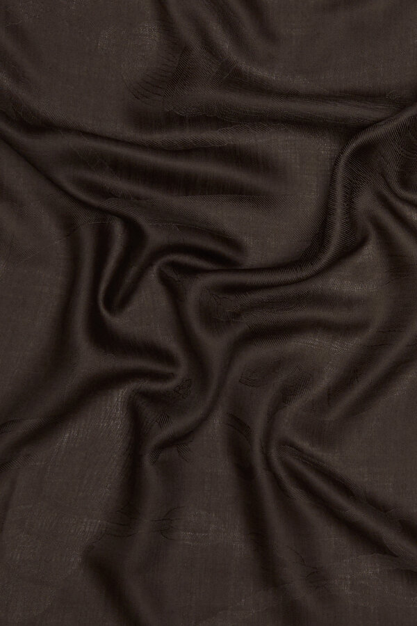 DARK BROWN JACQUARD CASHMERE SHAWL
