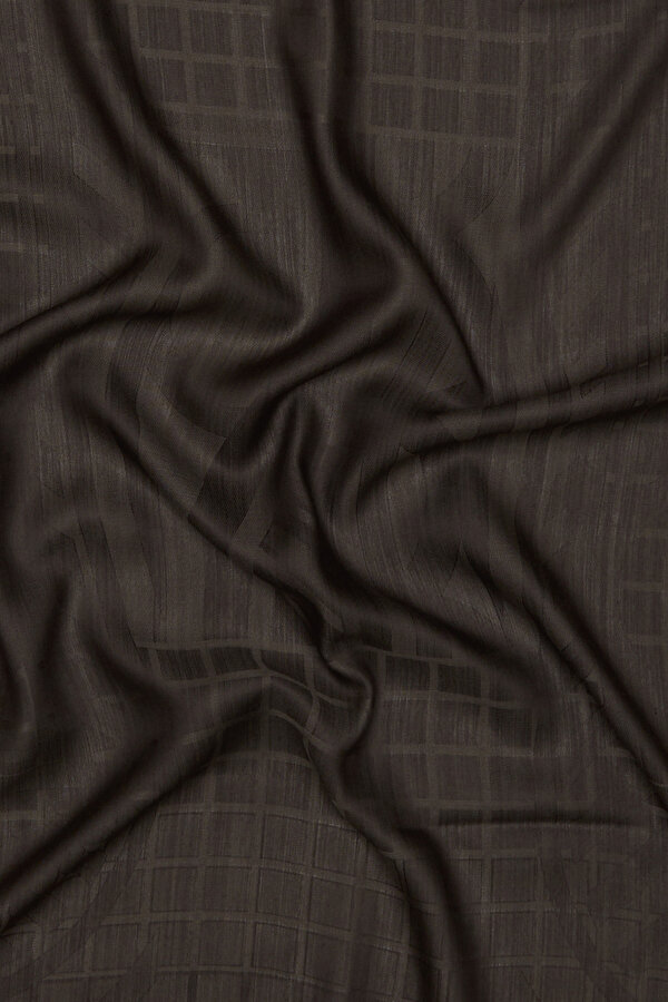 DARK BROWN JACQUARD MODAL/WOOL SCARF 2