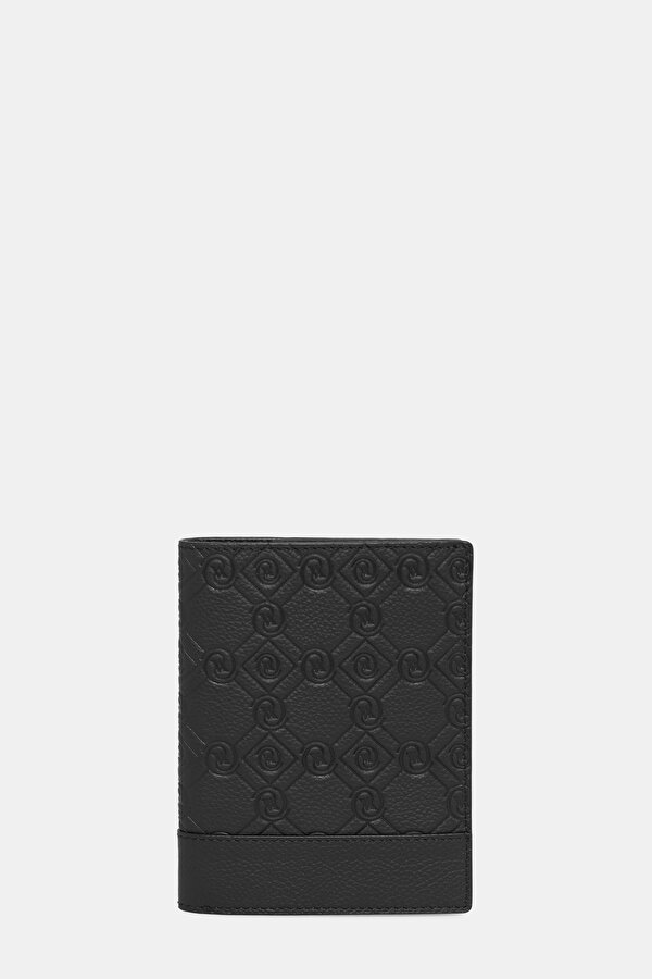 BLACK MONOGRAM LEATHER WALLET
