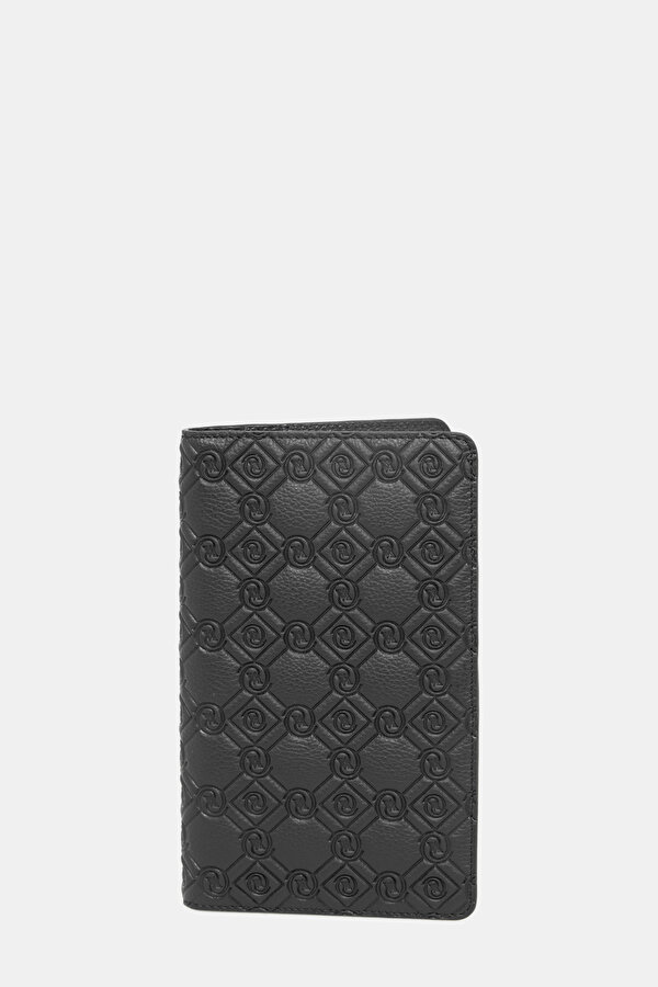 BLACK MONOGRAM LEATHER WALLET