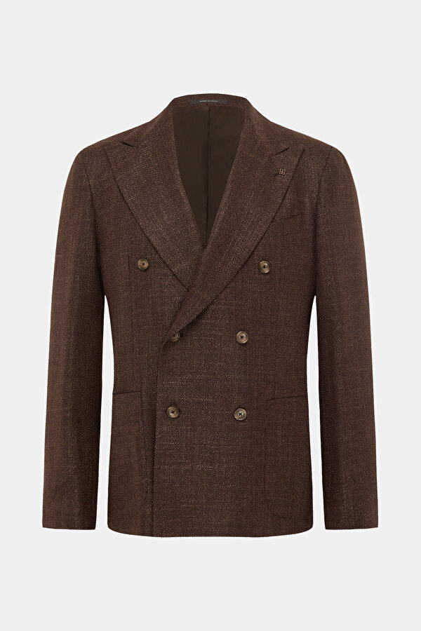 BROWN SURPLICE NECKLINE (CROSS-OVER NECKLINE) JACKET