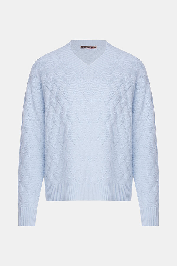 LIGHT BLUE V NECK TRICOT
