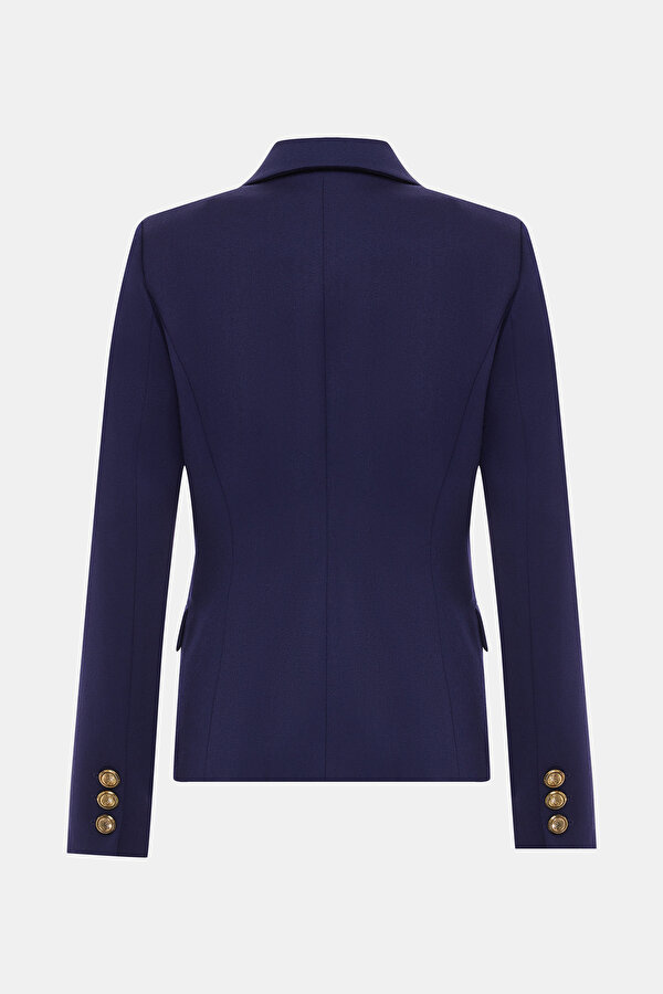 NAVY BLUE SURPLICE NECKLINE (CROSS-OVER NECKLINE) JACKET 2