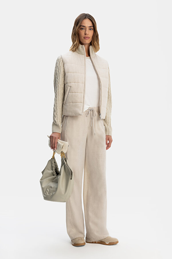 BEIGE STRAIGHT CUT TROUSERS
