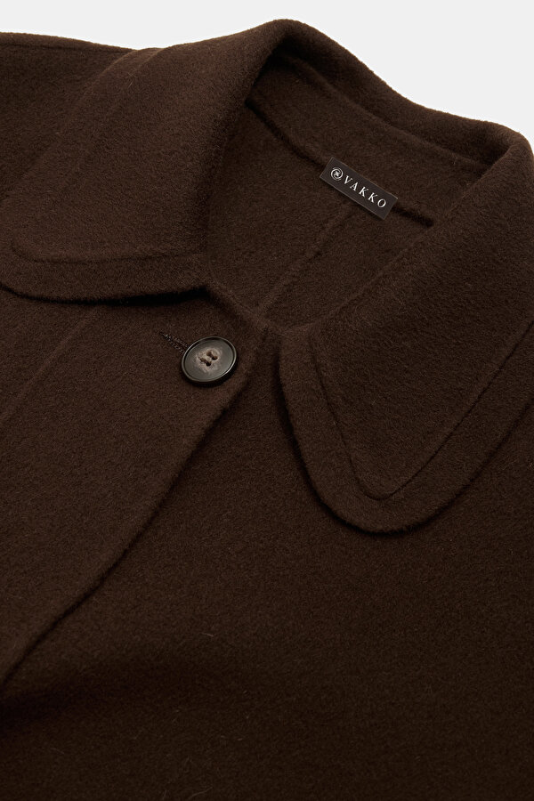 DARK BROWN WOOL REEFER JACKET 7